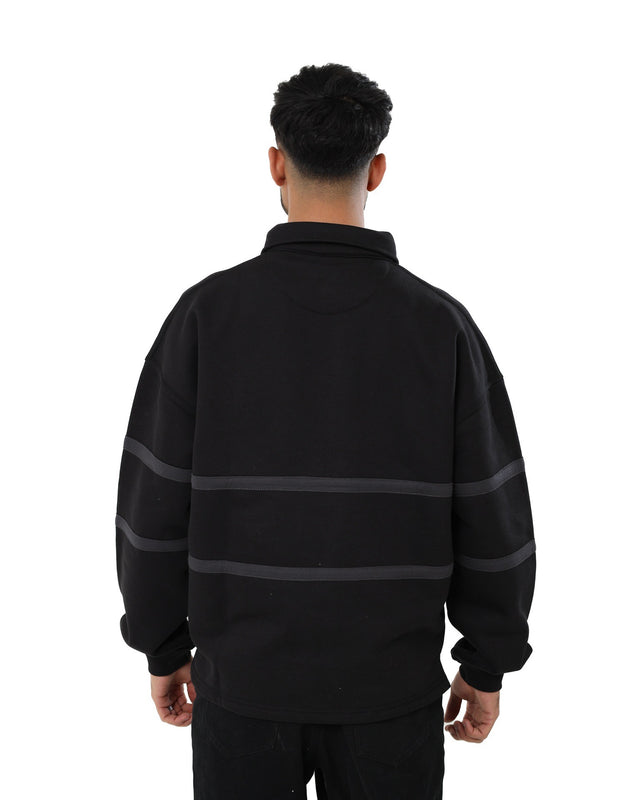 Black Riyadh Tennis Polo Sweater