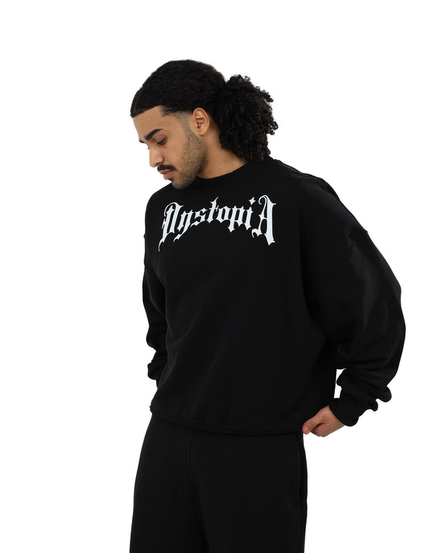 Black Logo Dystopia Crew Neck Sweater