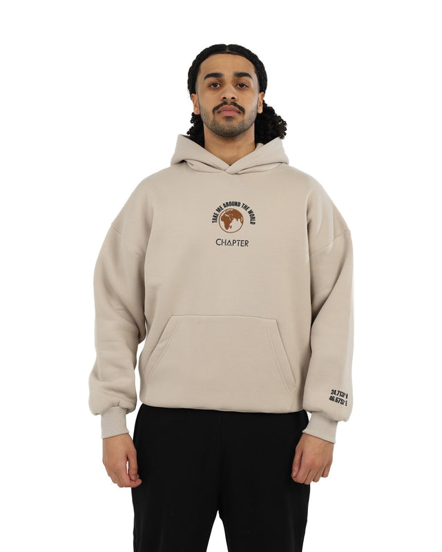 Beige Take Me Around The World Hoodie