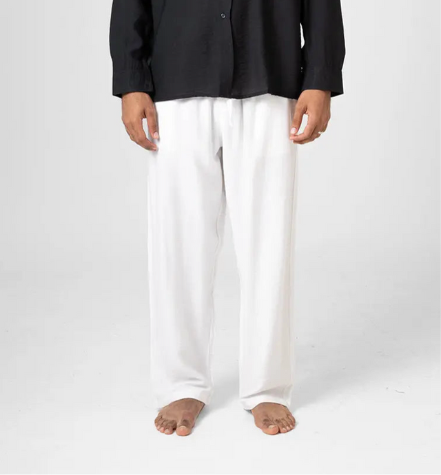 White Linen Casual Pants