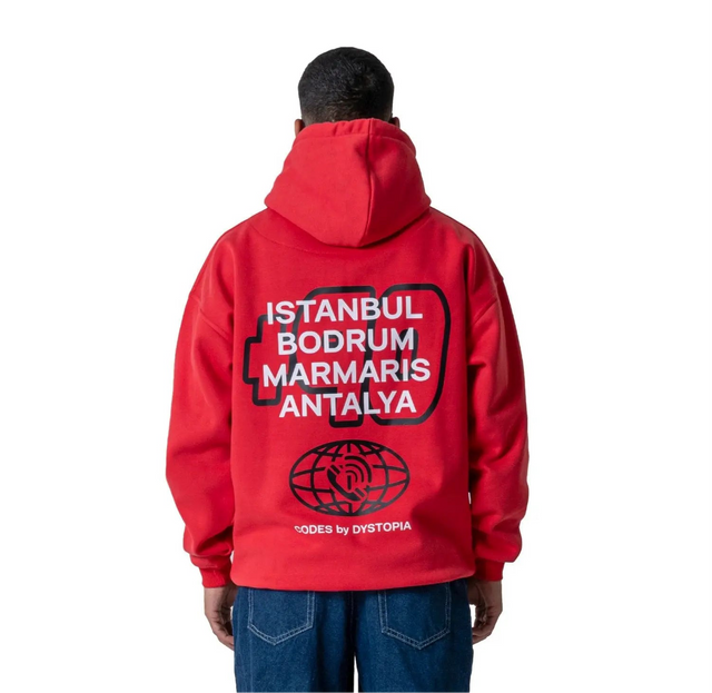 هودي أحمر"كود +90"