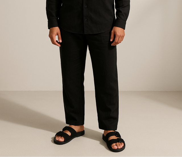 بنطلون أسود تشابتر × R1 كتان