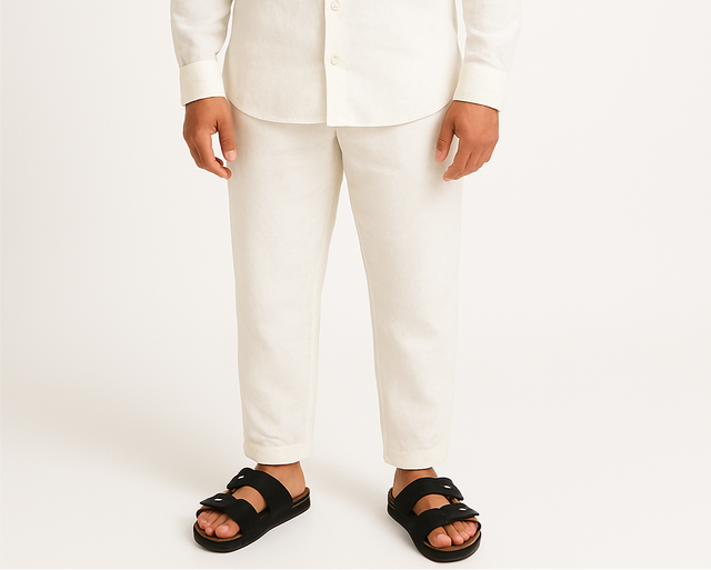 بنطلون أبيض تشابتر × R1 من الكتان