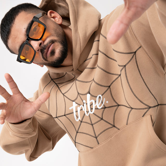 Beige Web Hoodie