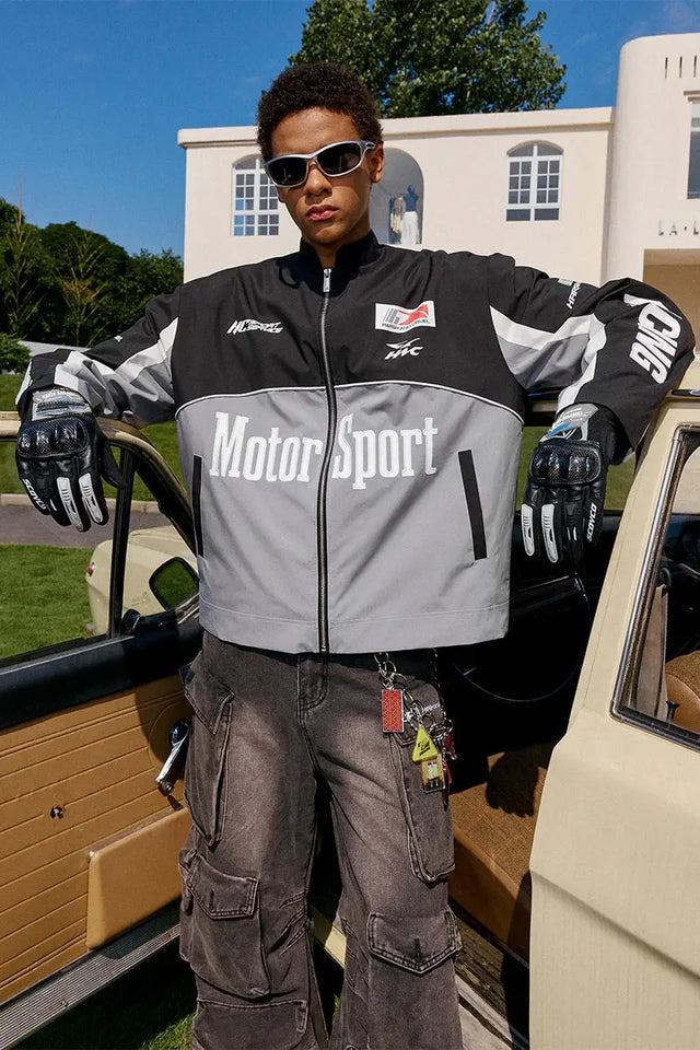 H&C Grey Vintage Racing Jacket Harsh & Cruel