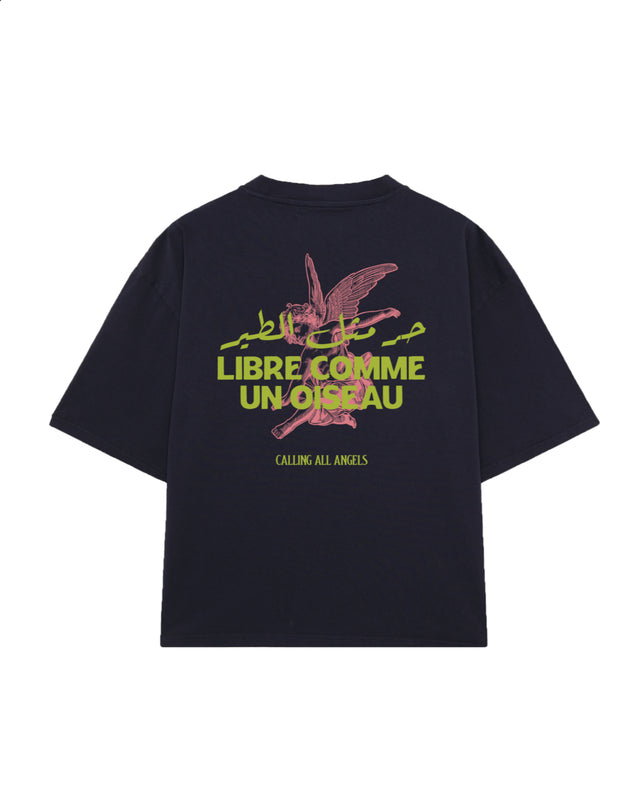 تي شيرت كولينج أول أنجلز حر مثل الطير كحلي