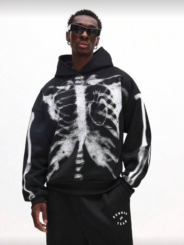 هودي سومون أسود بطبعة هيكل