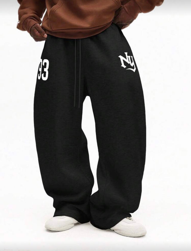 بنطلون سومون رياضي واسع أسود