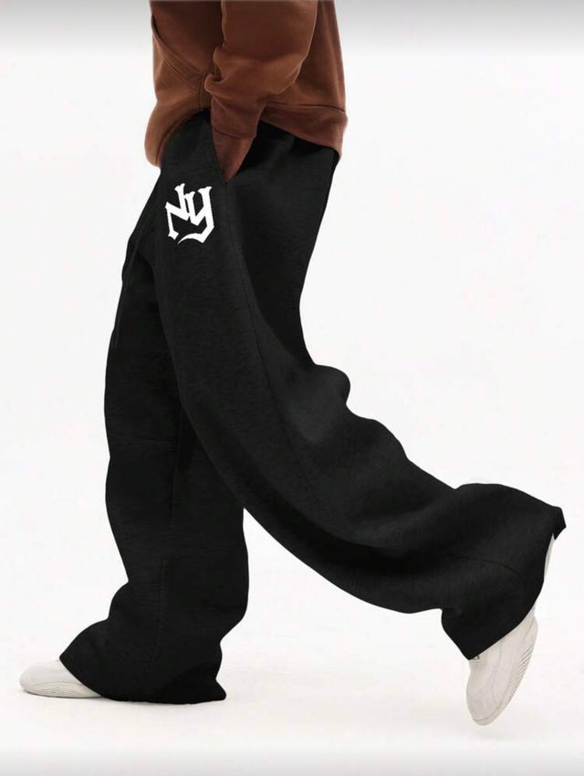 بنطلون سومون رياضي واسع أسود