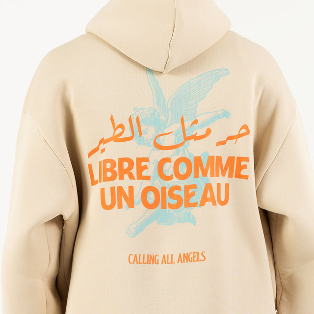 Beige Libre Comme Un Oiseau Hoodie