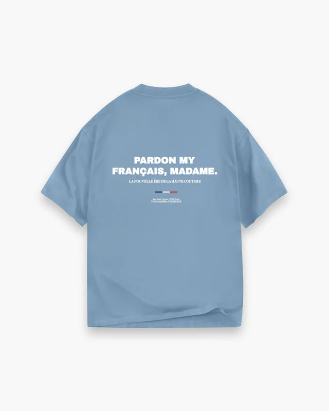 تي شيرت "اعذر لغتي الفرنسية" - أزرق