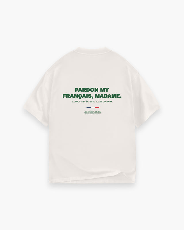 Cream Pardon My French With Green T-shirt