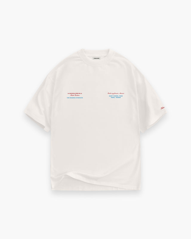 Cream Pardon My French in Blue & Red T-shirt