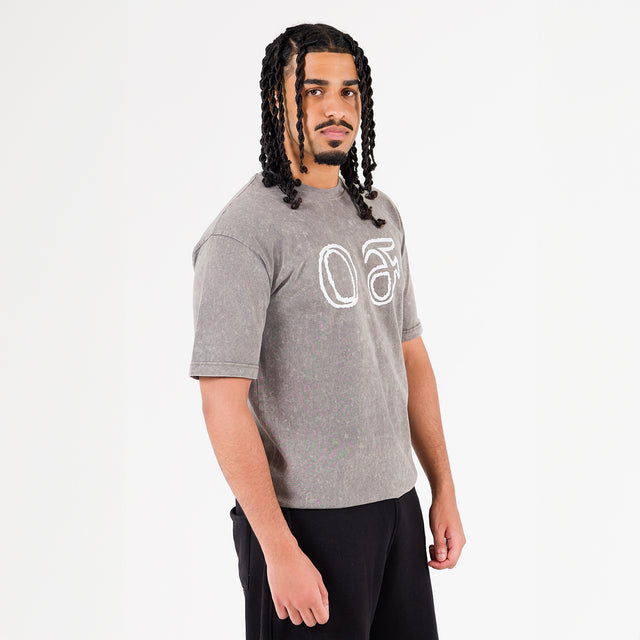 Grey Washed Other Face Logo T-shirt