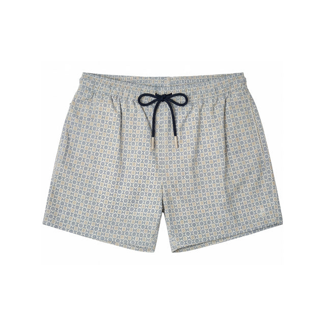 Beige and Navy Print Swim Shorts from The Retail Club