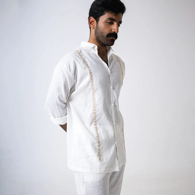 White & Beige Palette Linen Shirt Palette Linen