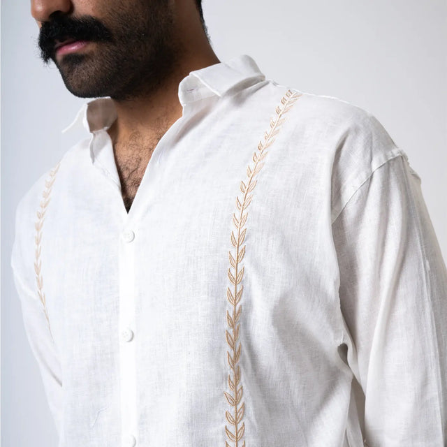 White & Beige Palette Linen Shirt Palette Linen