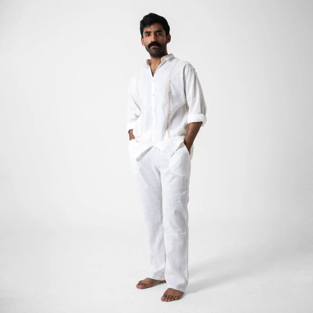 White & Beige Palette Linen Shirt Palette Linen