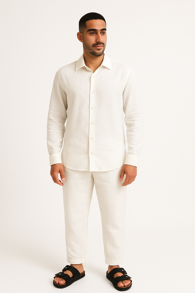 بنطلون أبيض تشابتر × R1 من الكتان