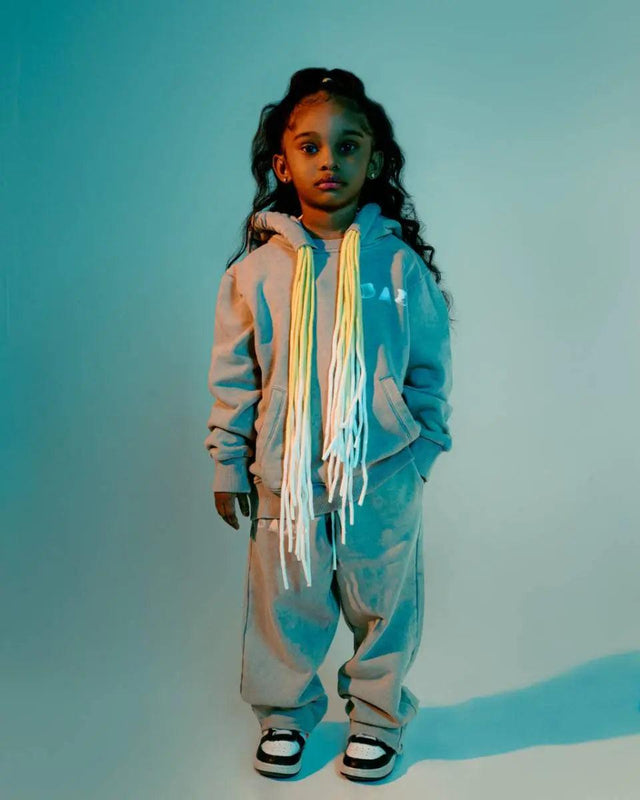 MULTI CORD-BAD HOODIE - WASHED GREY  - KIDS badcompany12