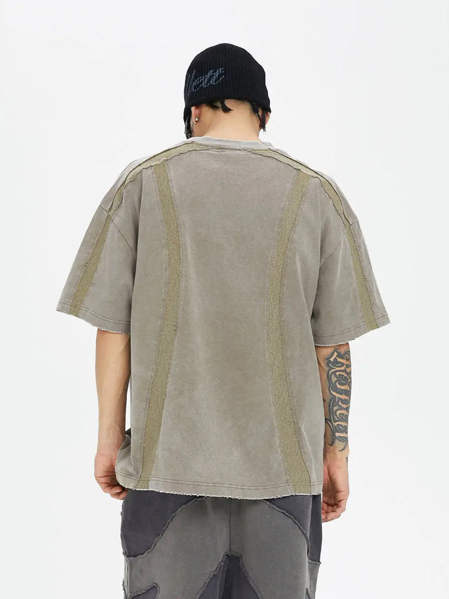 Beige Stitching T-shirt F2CE