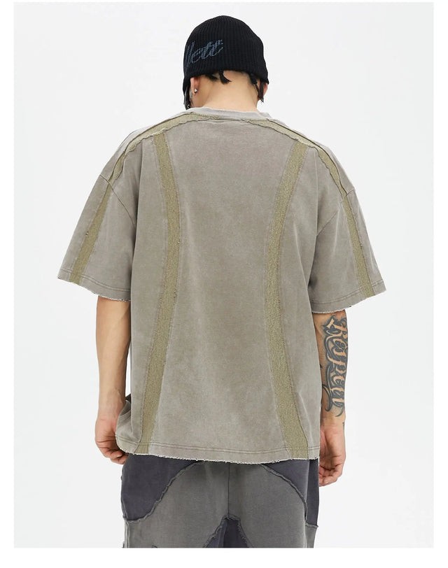 Beige Stitching T-shirt F2CE