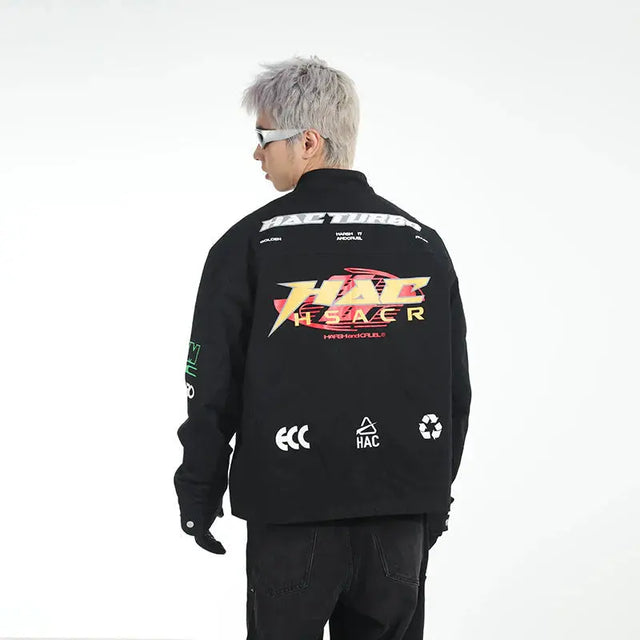 Black Motorcycle Coach Jacket Harsh & Cruel