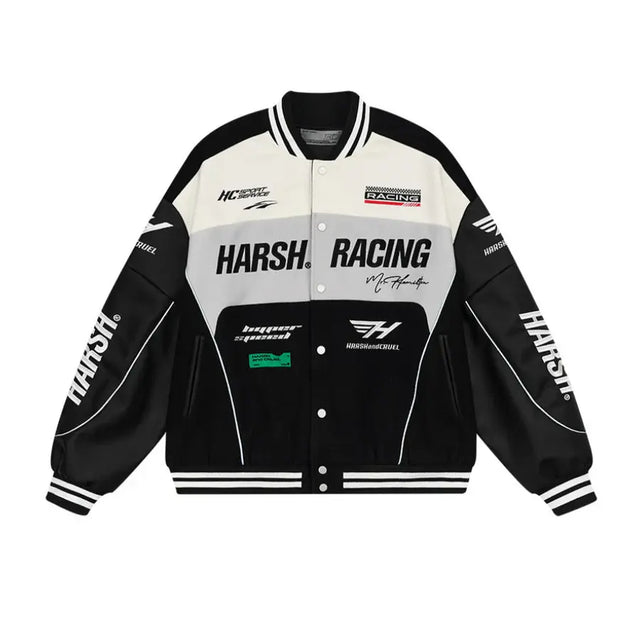 Black Woolen Racing Jacket Harsh & Cruel