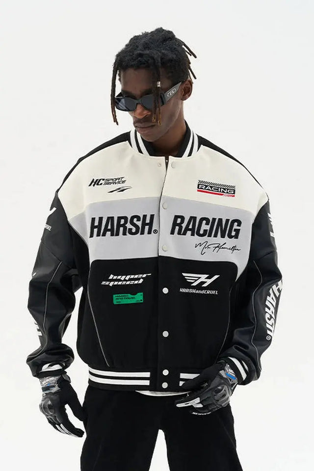 Black Woolen Racing Jacket Harsh & Cruel