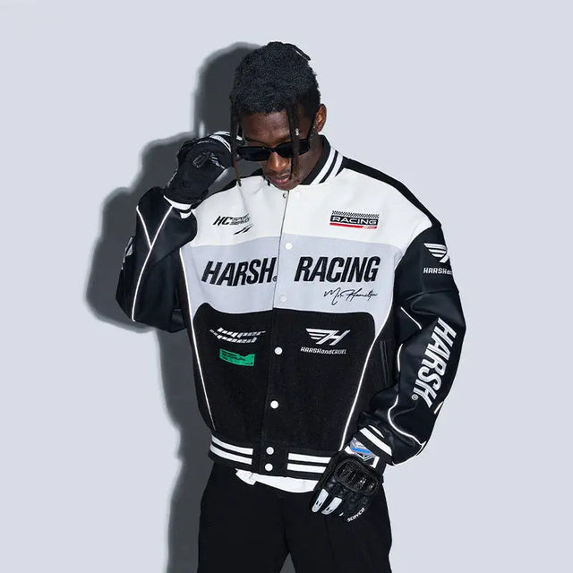 Black Woolen Racing Jacket Harsh & Cruel