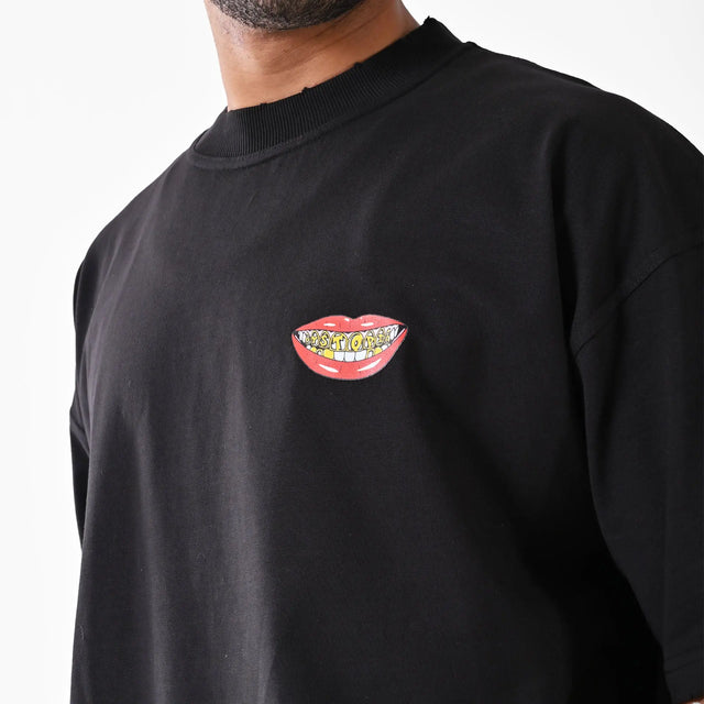 Black "Dystopia Lips Logo" T-shirt Dystopia