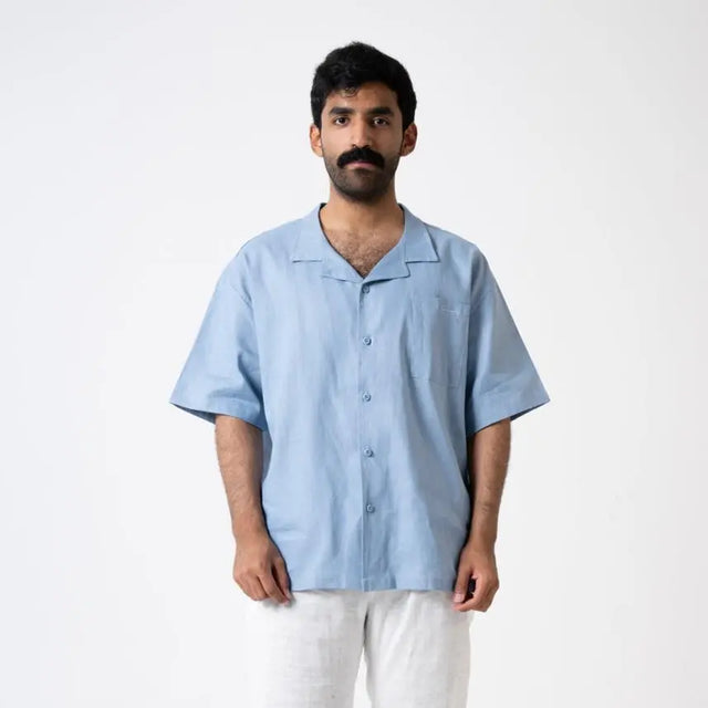 Blue Linen Shirt Palette Linen