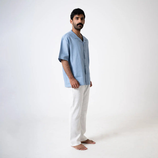 Blue Linen Shirt Palette Linen