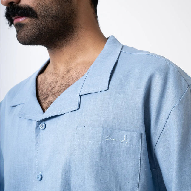 Blue Linen Shirt Palette Linen