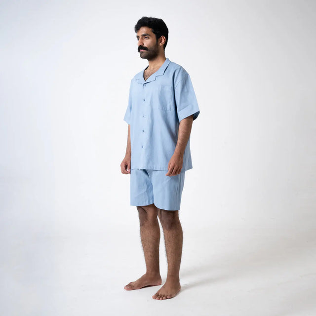 Blue Linen Shorts Palette Linen