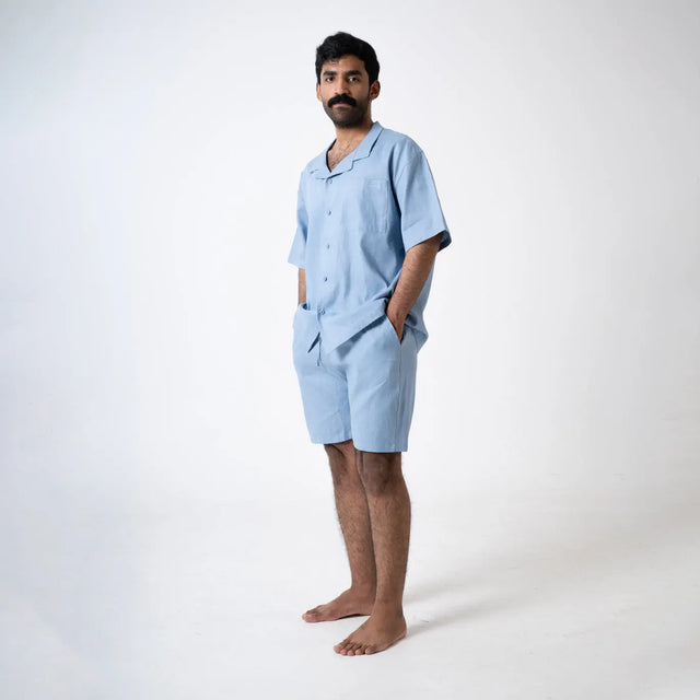 Blue Linen Shorts Palette Linen