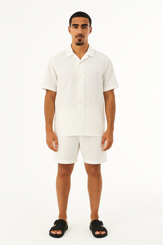 شورت تشابتر كتان أبيض  × R1