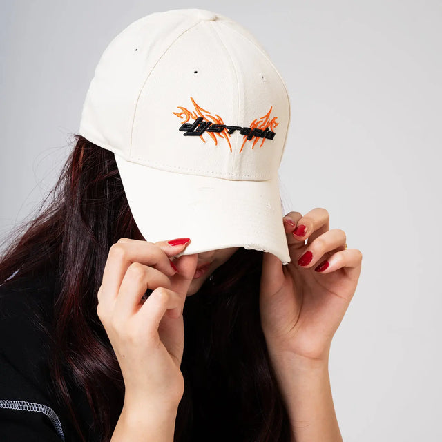 Cream Cap with Black & Orange Logo Dystopia