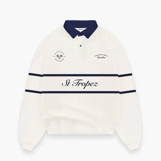 Cream Tennis Polo Sweatshirt Shashka