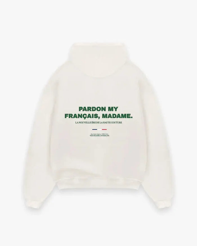 Cream "Pardon My French" with Green Hoodie Shashka