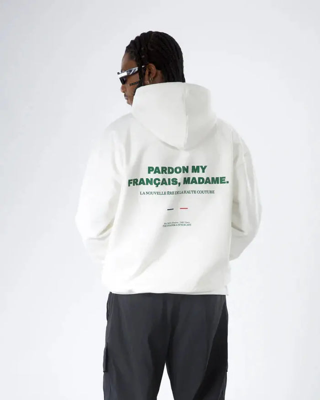 Cream "Pardon My French" with Green Hoodie Shashka