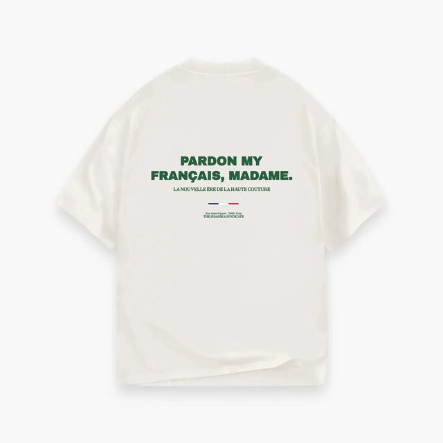 Creamy Pardon My French With Green T-shirt Shashka