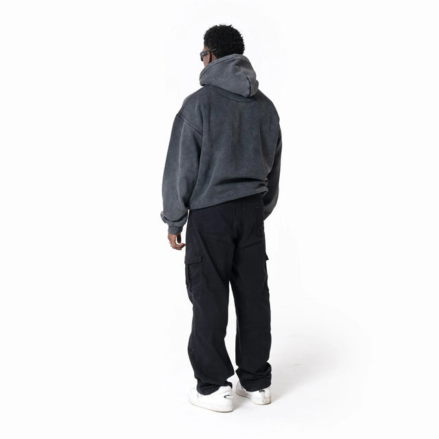 Dark Gray Logo Tape Hoodie Dystopia