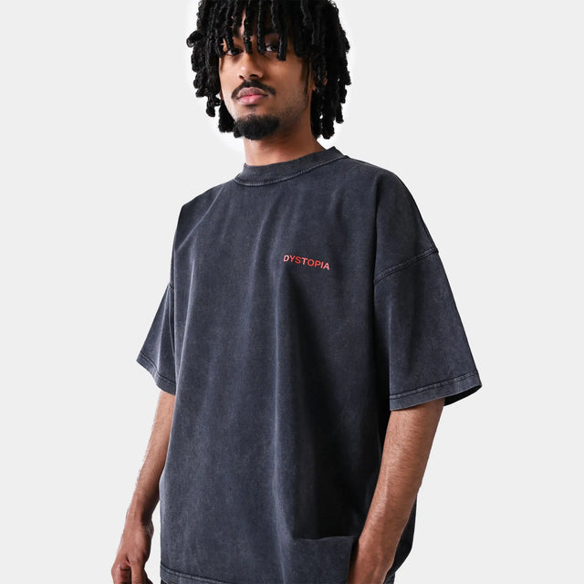 Dark Washed Gray "Code 012" T-shirt Dystopia