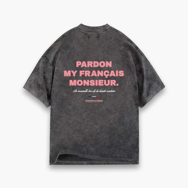 Gray "Pardon My French" Washed T-shirt Shashka