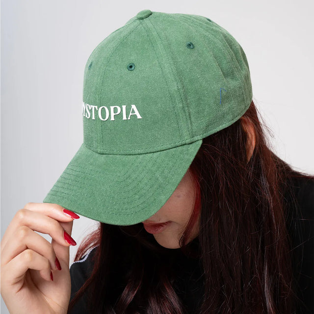 Green Cap with White Logo Dystopia