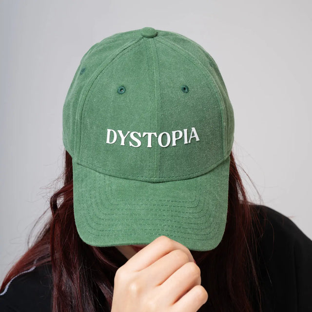 Green Cap with White Logo Dystopia