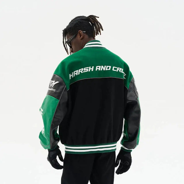 Green Woolen Racing Jacket Harsh & Cruel