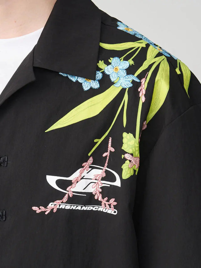 H&C Black Embroidered Floral Shirt Harsh & Cruel