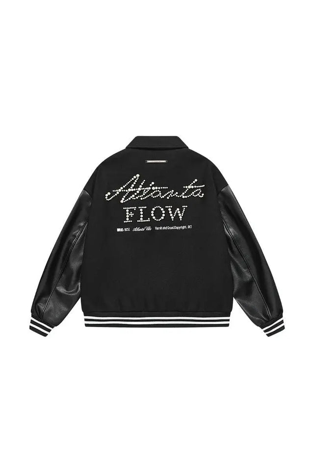 H&C Black Pearl Embroidered Varsity Jacket Harsh & Cruel